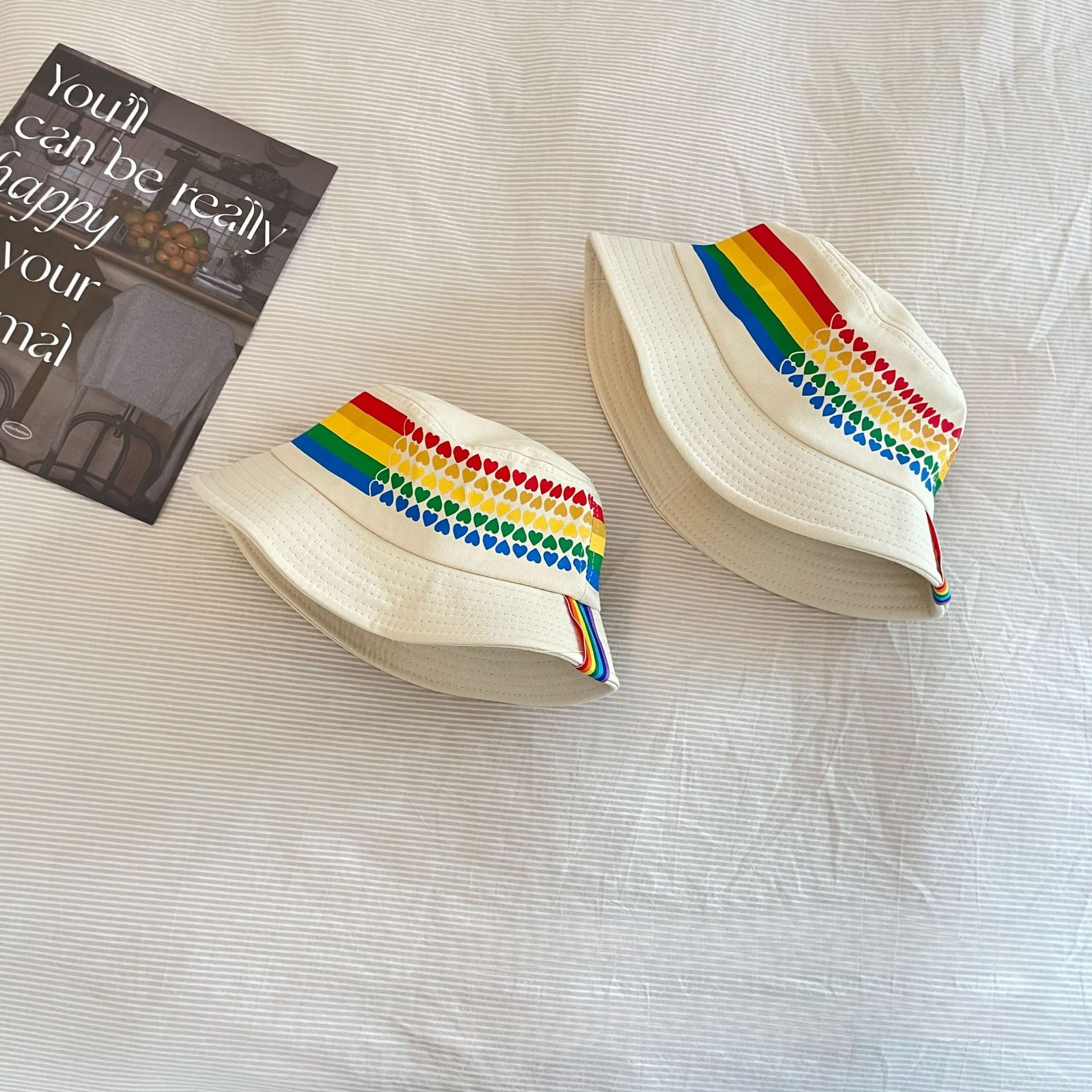 Venta al por mayor Sombrero de pescador de rayas de arco iris de algodón